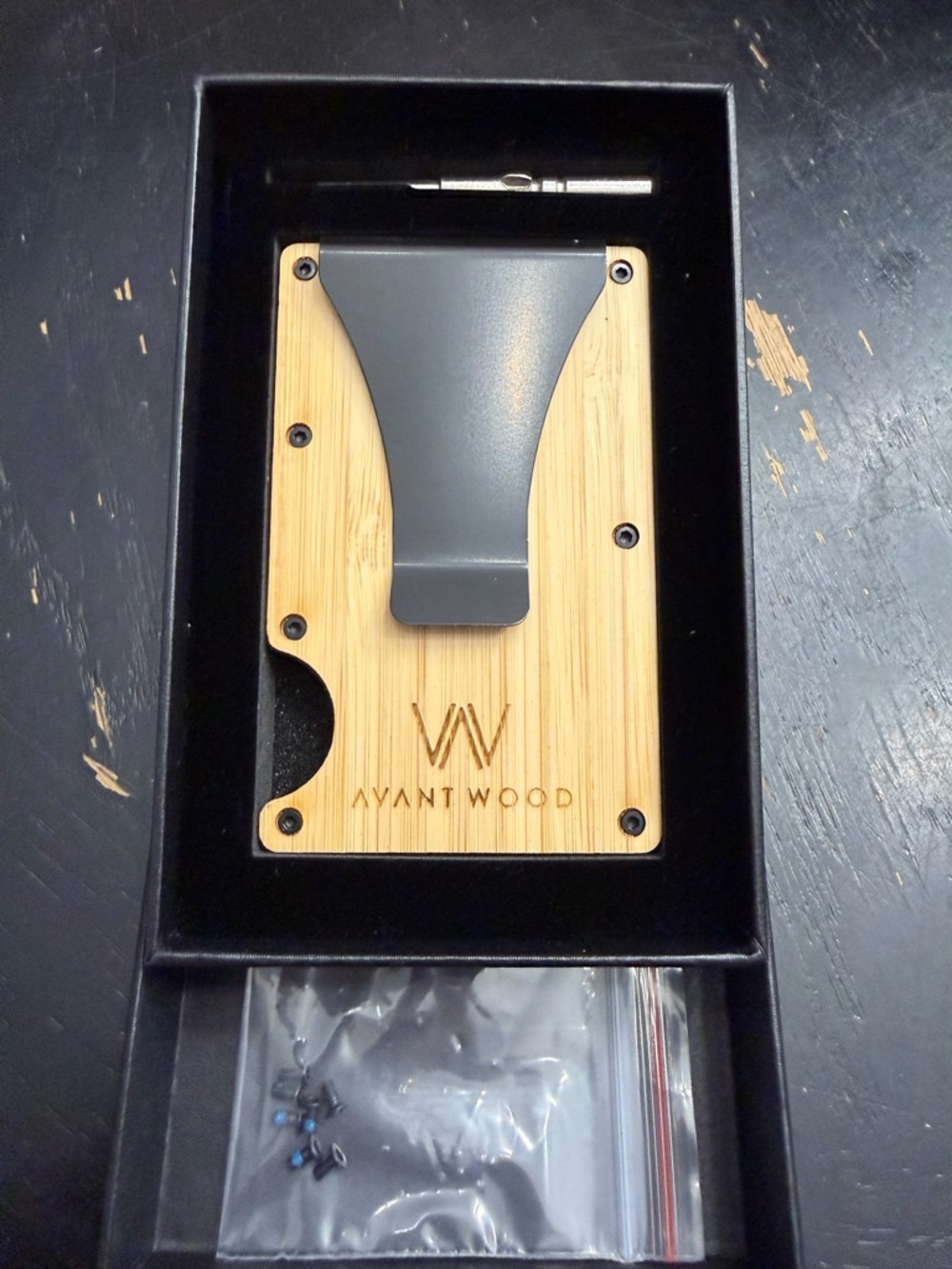 Avant Wood Bamboo & Gray Money Clip Wallet - Minimalist Men’s Accessory
